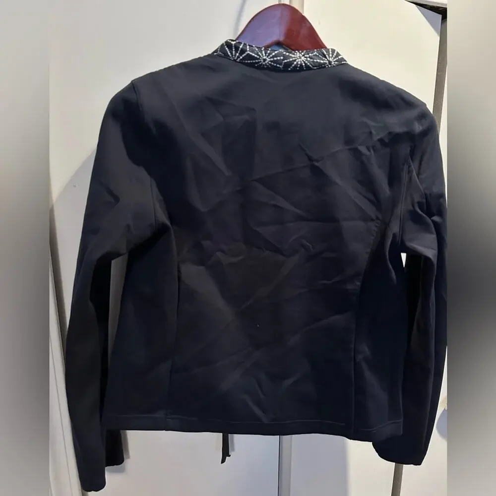 Lululemon athletica navy blue zipper jacket, white stitching, front pockets EUC - Picture 3 of 16